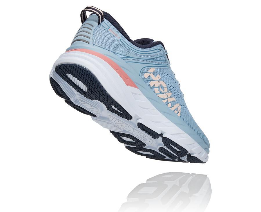 Hoka One One Womens Running Shoes - Bondi 7 - Blue - JRBZ91856